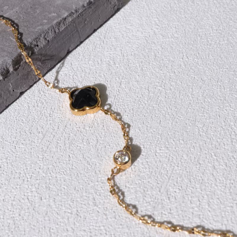 永生花。花型黑瑪瑙單鑽手鍊