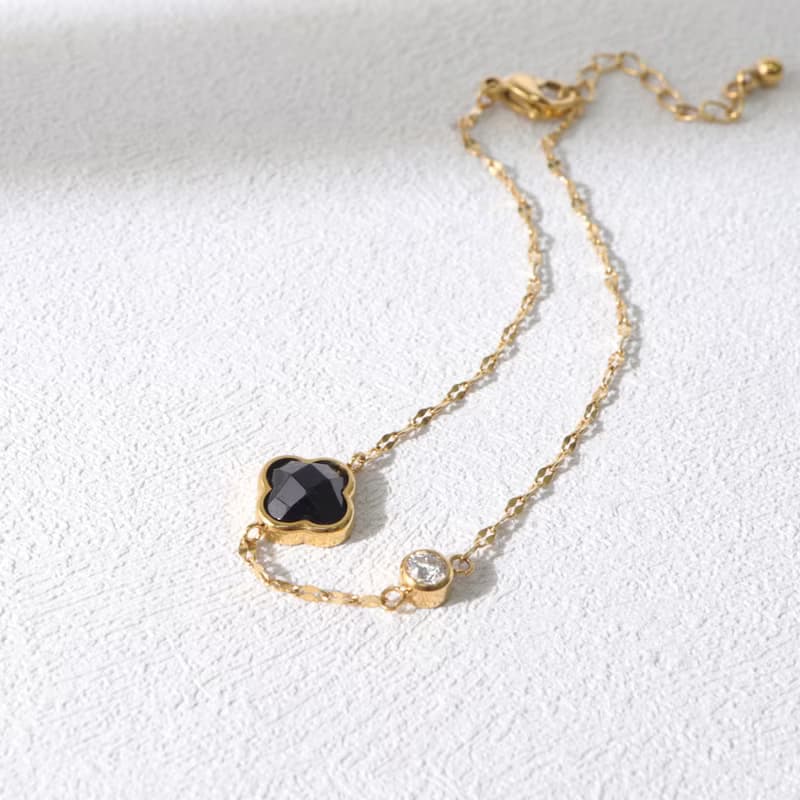 永生花。花型黑瑪瑙單鑽手鍊