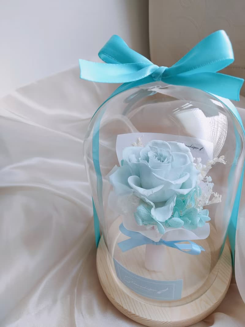 Sheer Whisper絮語藏花_迷你永生花束玻璃罩/玻璃盅花禮_無燈款