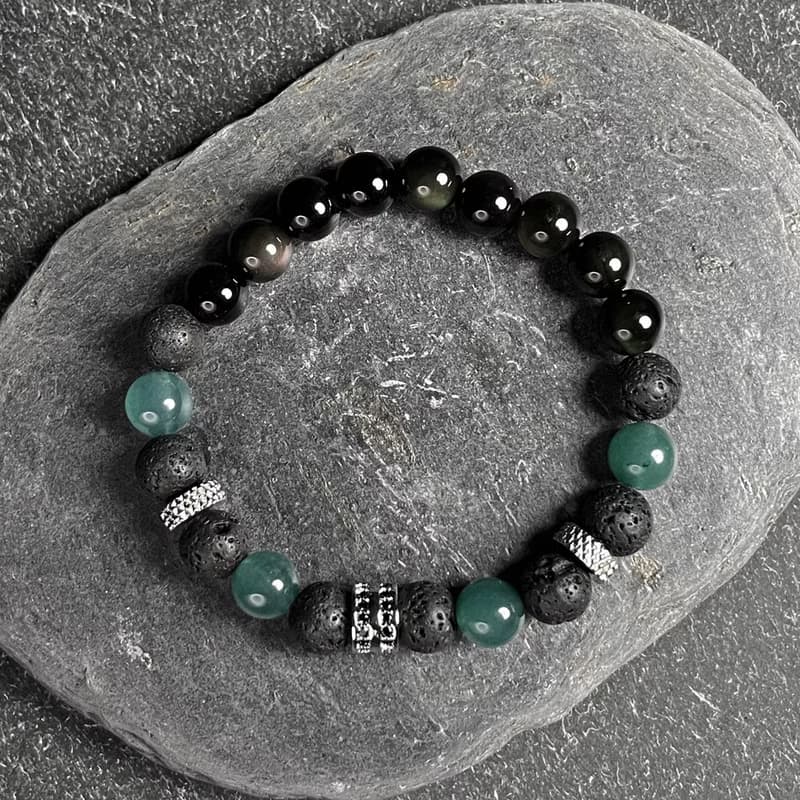 輪影Ring | 星環翡翠 x 黑曜石綠翡水晶手鍊
