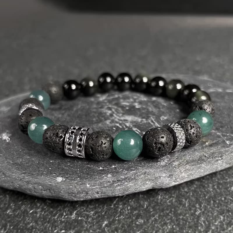 輪影Ring | 星環翡翠 x 黑曜石綠翡水晶手鍊