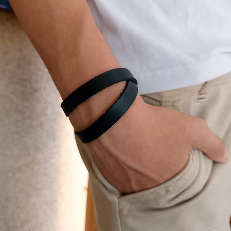Black Leather Choker Necklace OR Double Wrap Bracelet to add your Own Charms