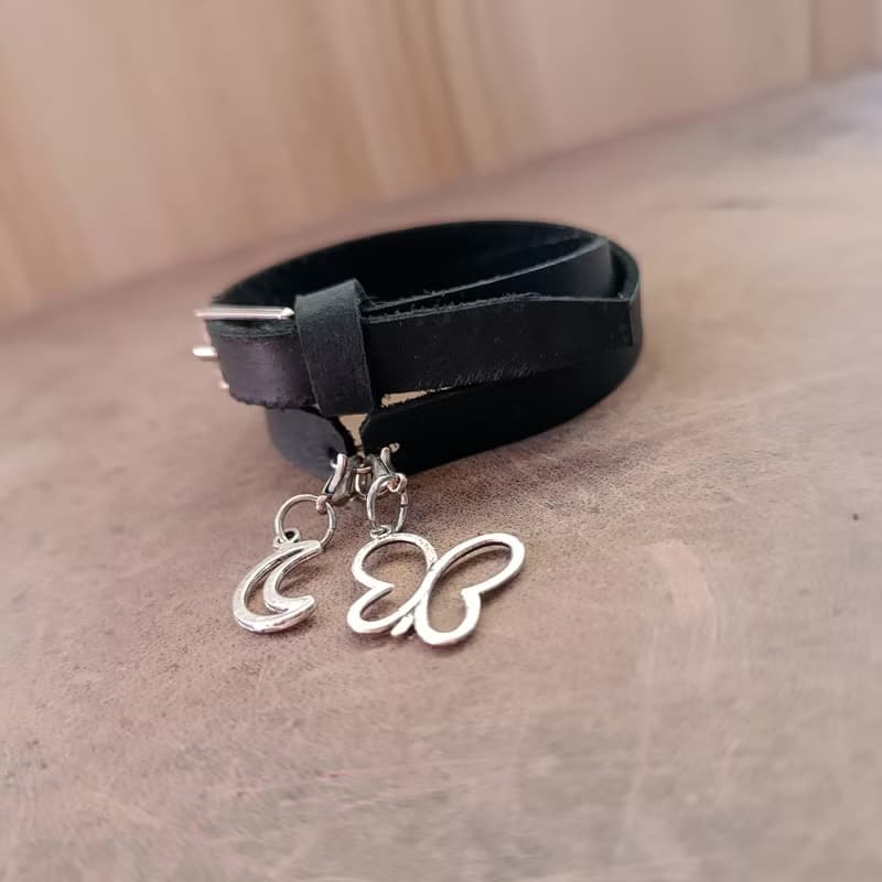 Black Leather Choker Necklace OR Double Wrap Bracelet to add your Own Charms