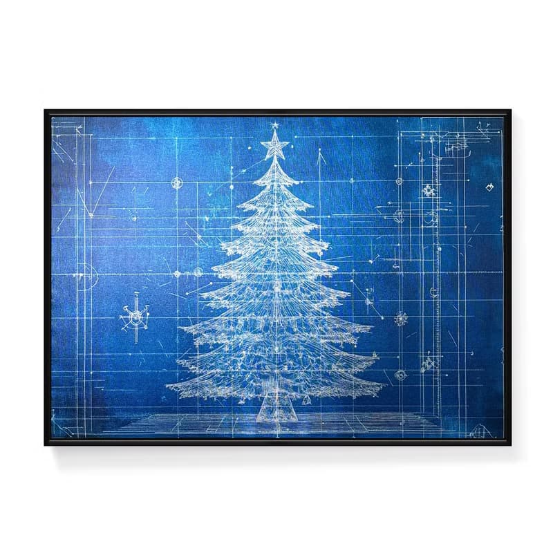 銀色聖誕樹藍圖 -銀箔款畫布/聖誕裝飾/聖誕禮物/交換禮物/聖誕節