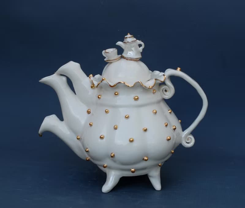 三嘴茶壺 瘋狂茶會 愛麗絲夢遊仙境 手工瓷茶壺