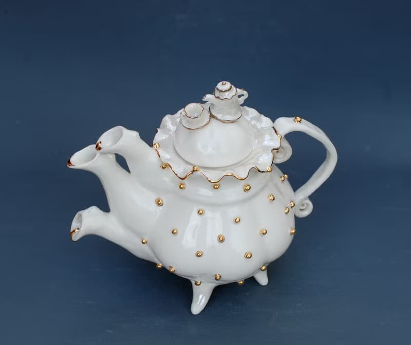 三嘴茶壺 瘋狂茶會 愛麗絲夢遊仙境 手工瓷茶壺