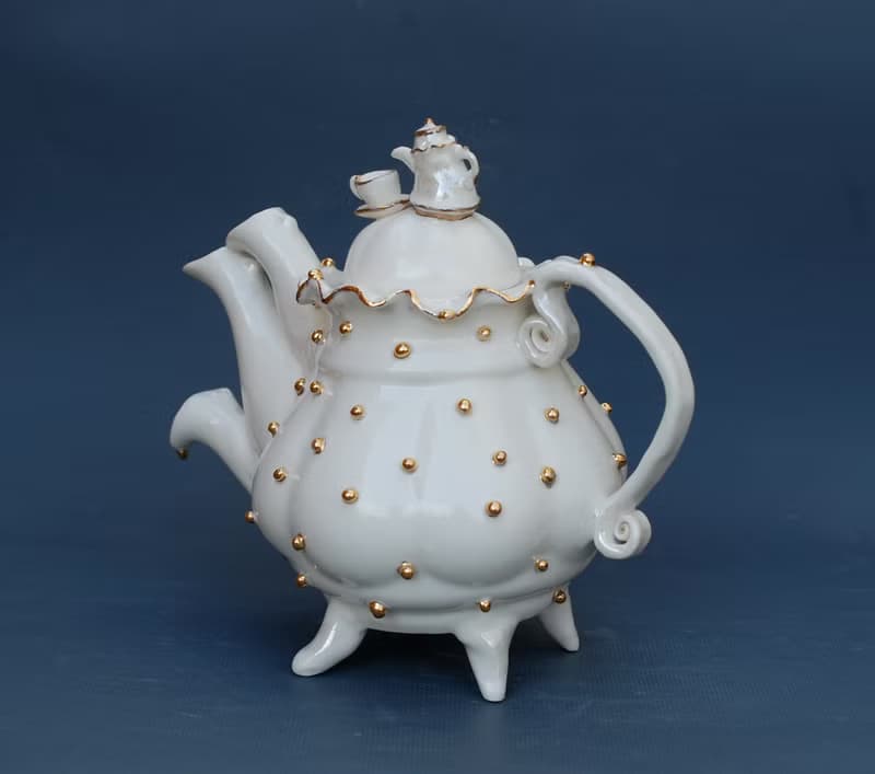 三嘴茶壺 瘋狂茶會 愛麗絲夢遊仙境 手工瓷茶壺