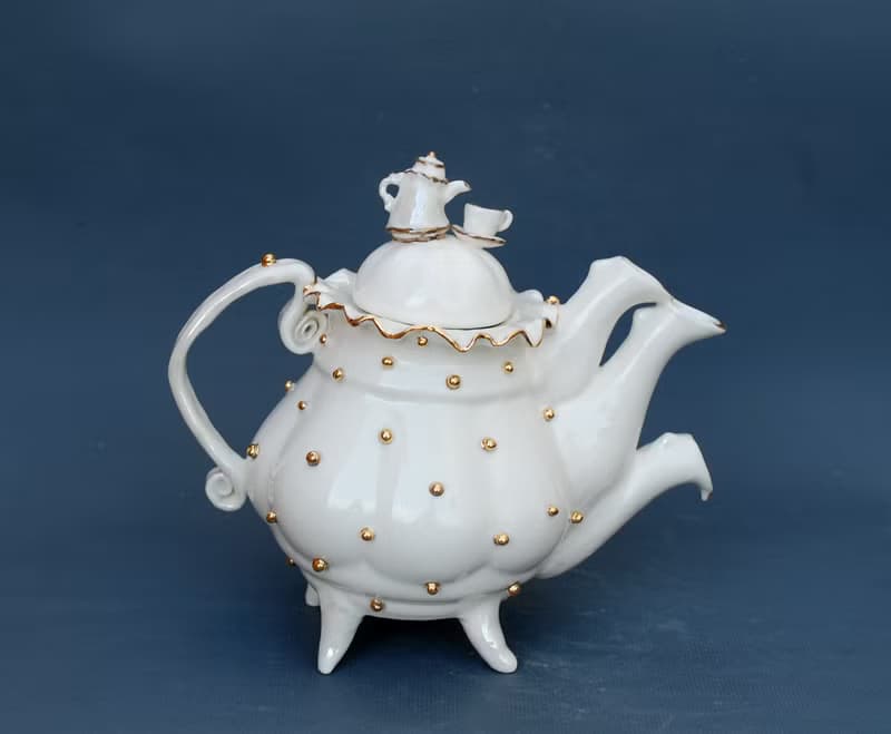 三嘴茶壺 瘋狂茶會 愛麗絲夢遊仙境 手工瓷茶壺