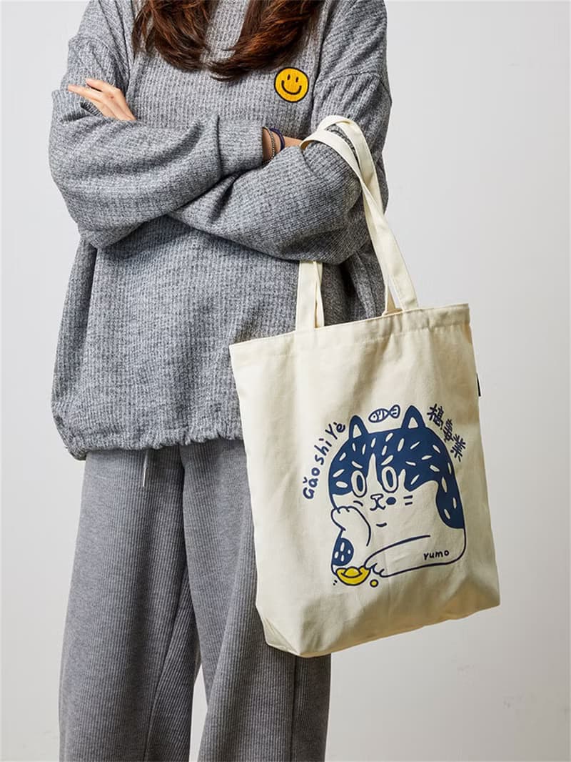 搞事業 招財貓貓咪 帆布包托特包 肩背購物袋