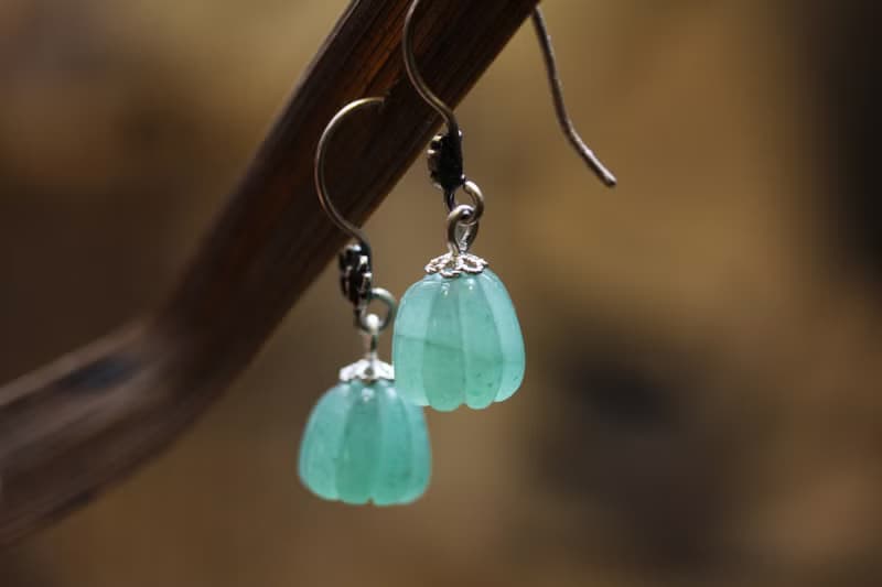 復古氣質款  玉石東陵玉  南瓜珠  蝴蝶耳墜