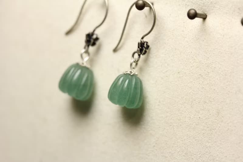 復古氣質款  玉石東陵玉  南瓜珠  蝴蝶耳墜