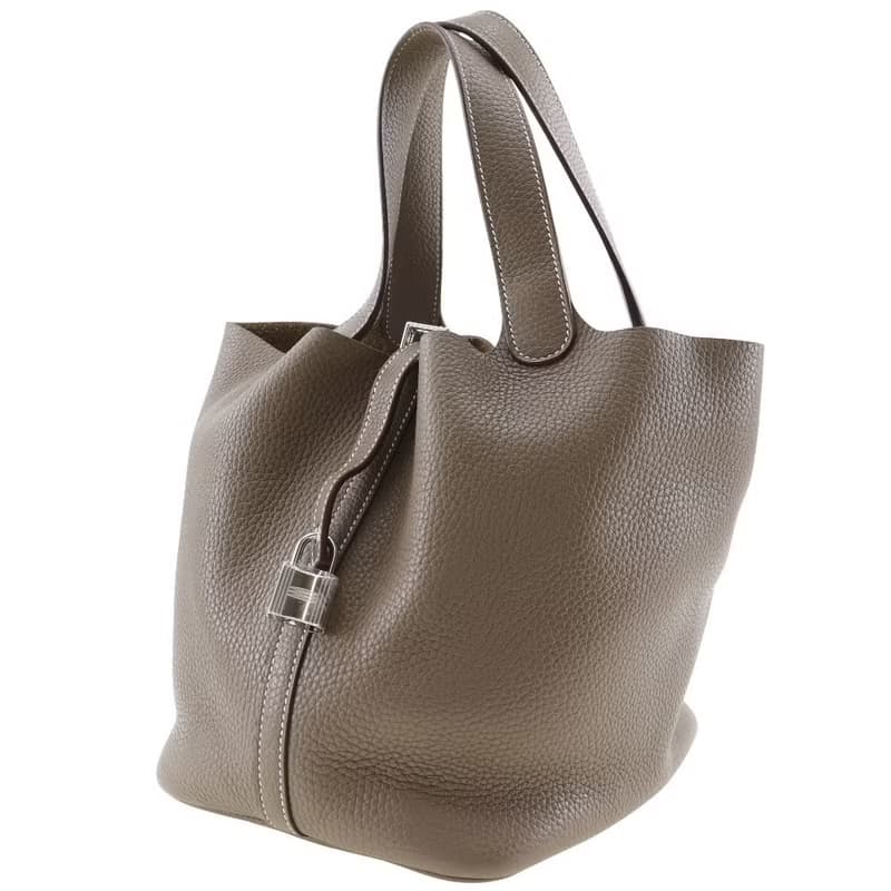 【日本直送】エルメス HERMES ピコタンロックMM ハンドバッグ トリヨンクレマンス エトゥープ シルバー金具 T レディース【中古】