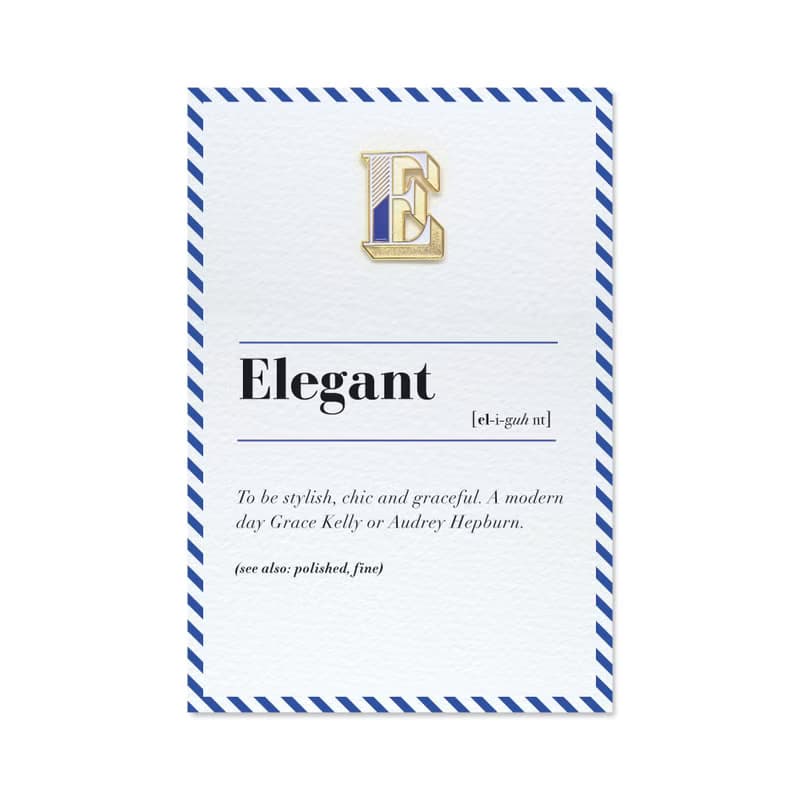 E / Elegant -琺瑯徽章卡－附信封 開學季 情人卡 萬用字母卡