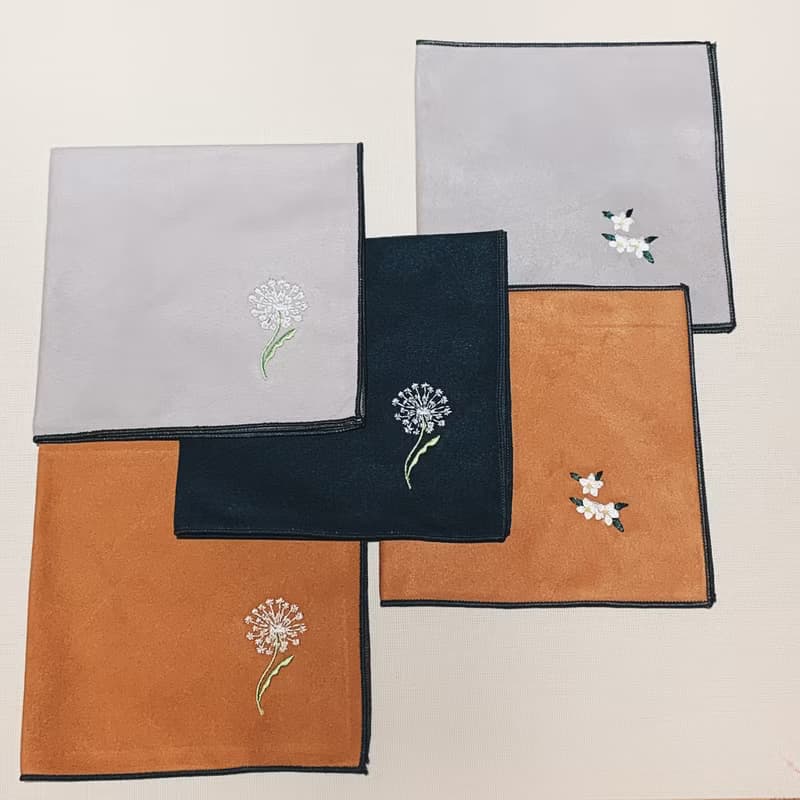 刺繡包邊茶巾 蒲公英/白花