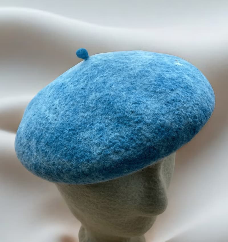 絲光美麗諾羊毛貝蕾帽 -  微風蒲影