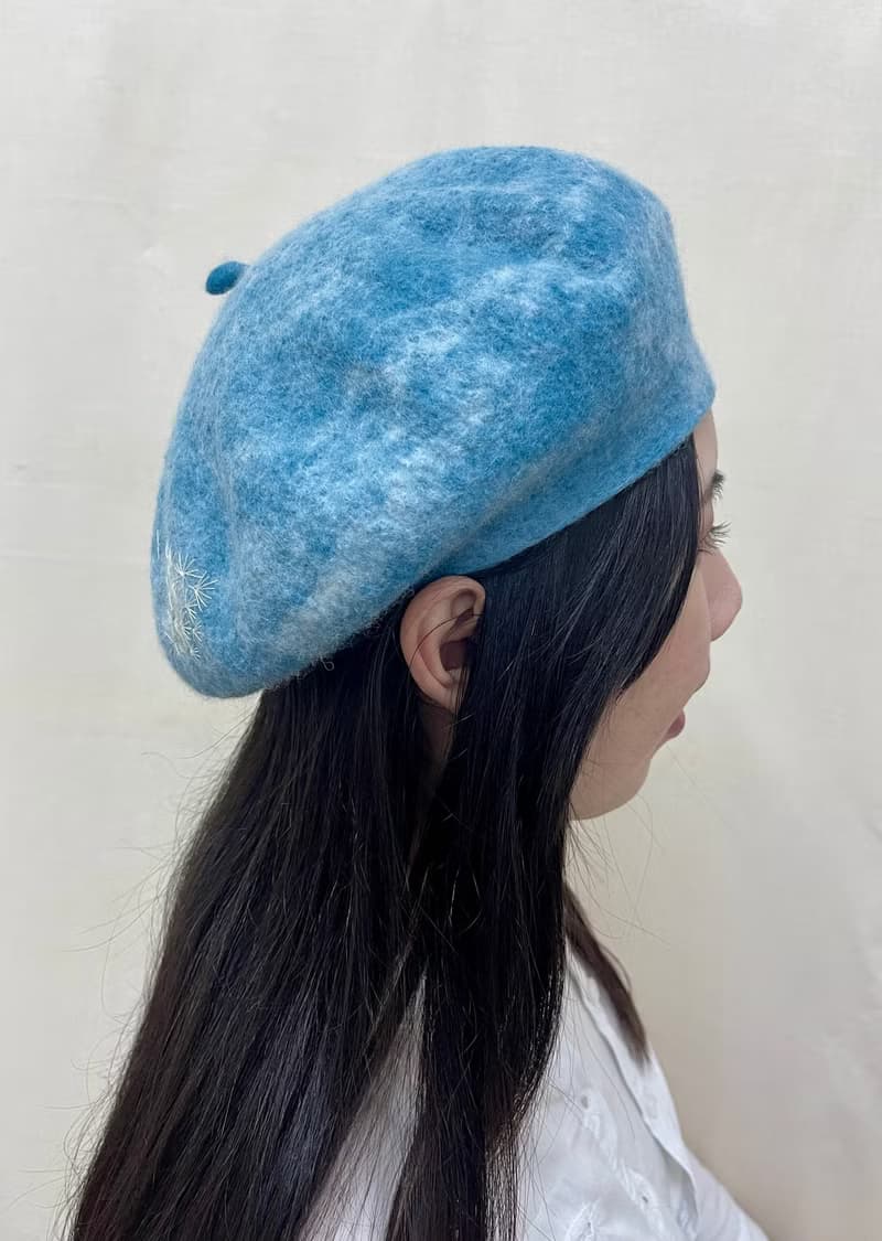 絲光美麗諾羊毛貝蕾帽 -  微風蒲影