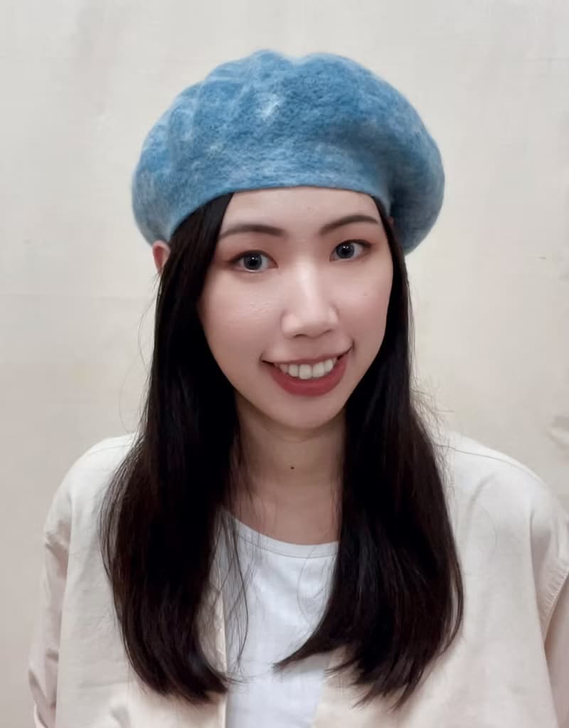 絲光美麗諾羊毛貝蕾帽 -  微風蒲影