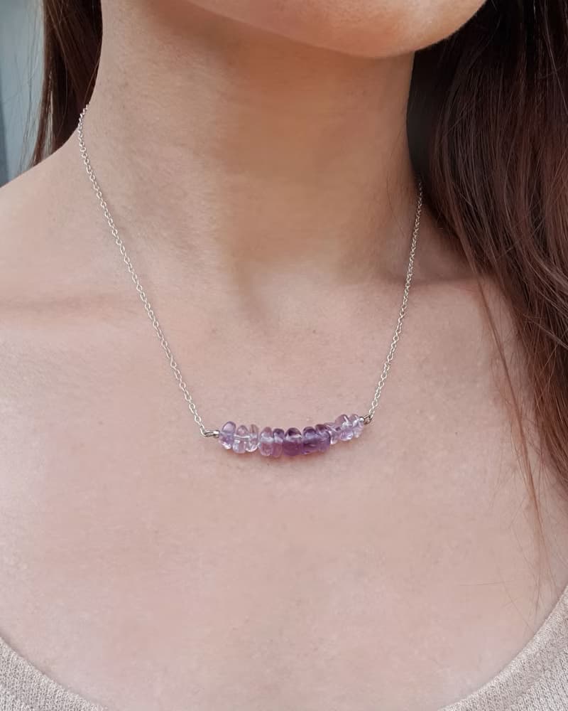 Raw Ametrine Necklace, 925 Sterling Silver, Libra Gemm Aquarius crystal gift
