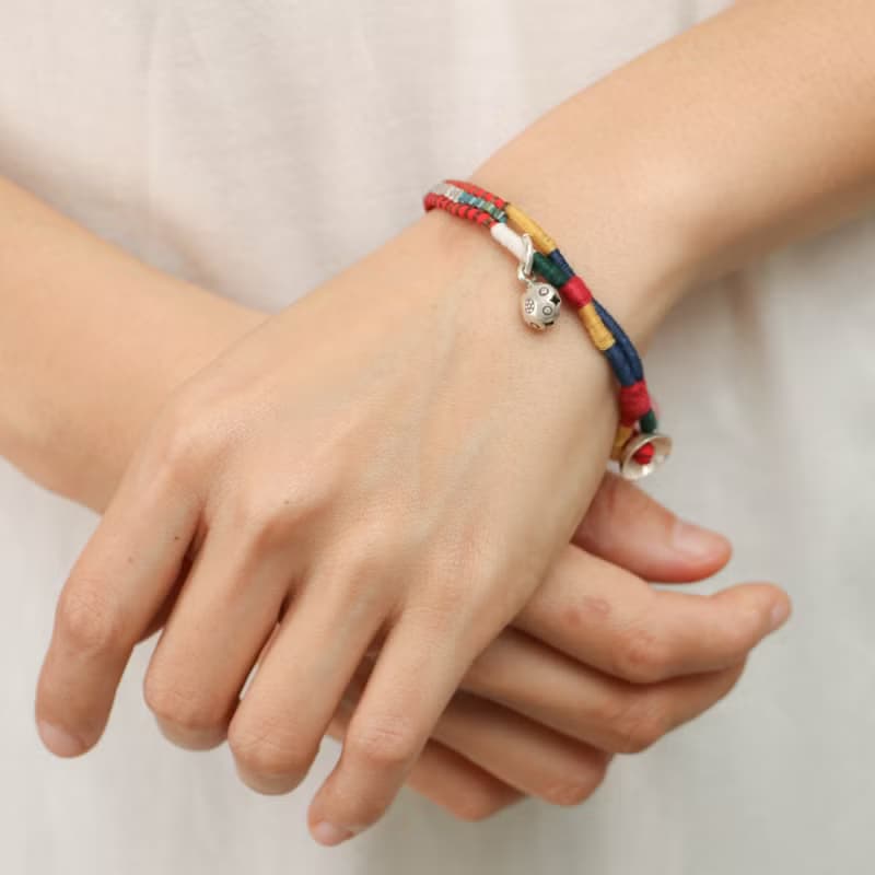 手工刺繡球銀飾手鍊