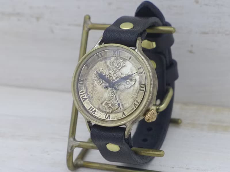 Cross Dial-JB1 36mm Brass(真鍮) 十字架文字盤 ローマ数字 手作り腕時計  JUM183