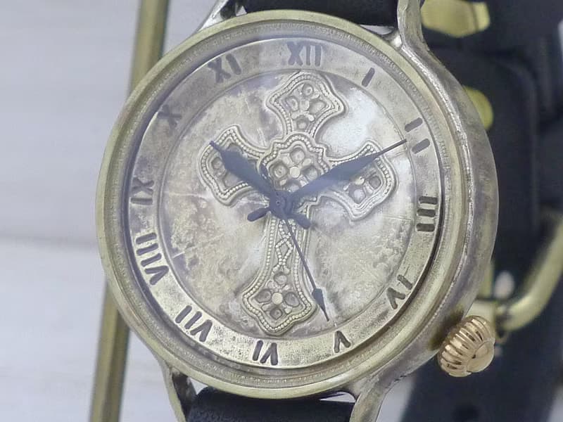 Cross Dial-JB1 36mm Brass(真鍮) 十字架文字盤 ローマ数字 手作り腕時計  JUM183