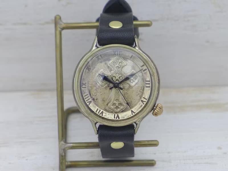 Cross Dial-JB1 36mm Brass(真鍮) 十字架文字盤 ローマ数字 手作り腕時計  JUM183