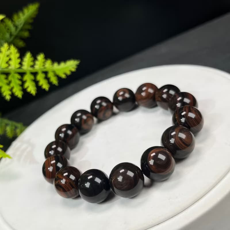 高品質墨西哥金絲紅曜石手串14mm玉化千層顆顆帶眼激情解壓能量