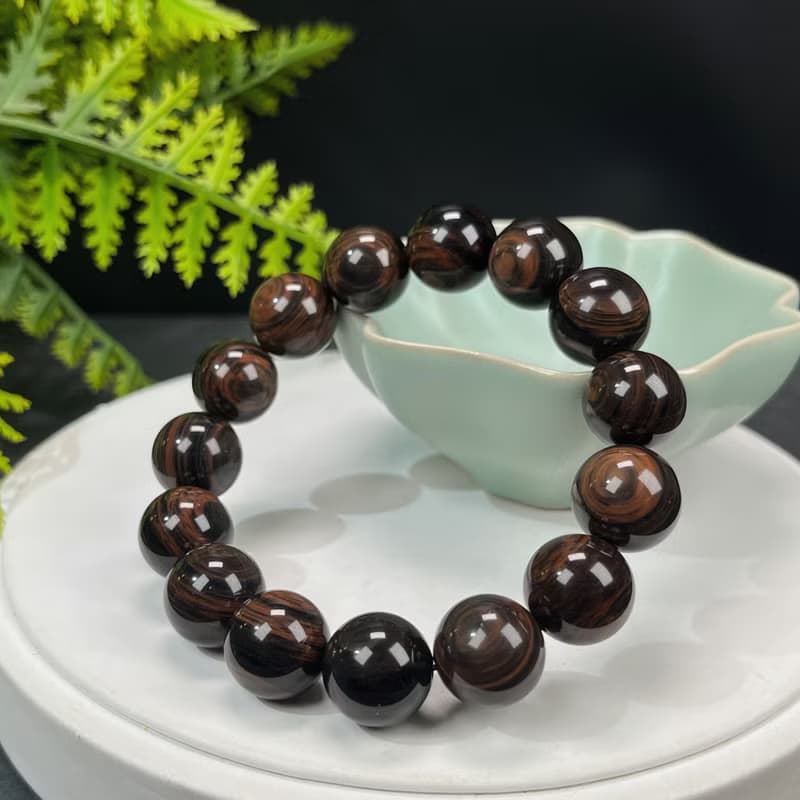 高品質墨西哥金絲紅曜石手串14mm玉化千層顆顆帶眼激情解壓能量
