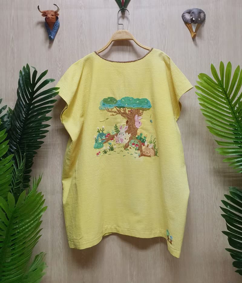 可愛手工刺繡開衫-棉、兔家