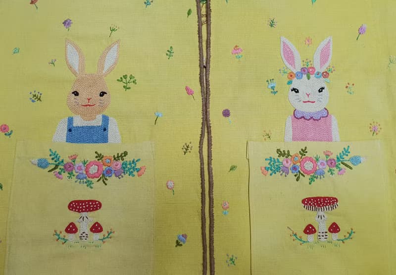 可愛手工刺繡開衫-棉、兔家
