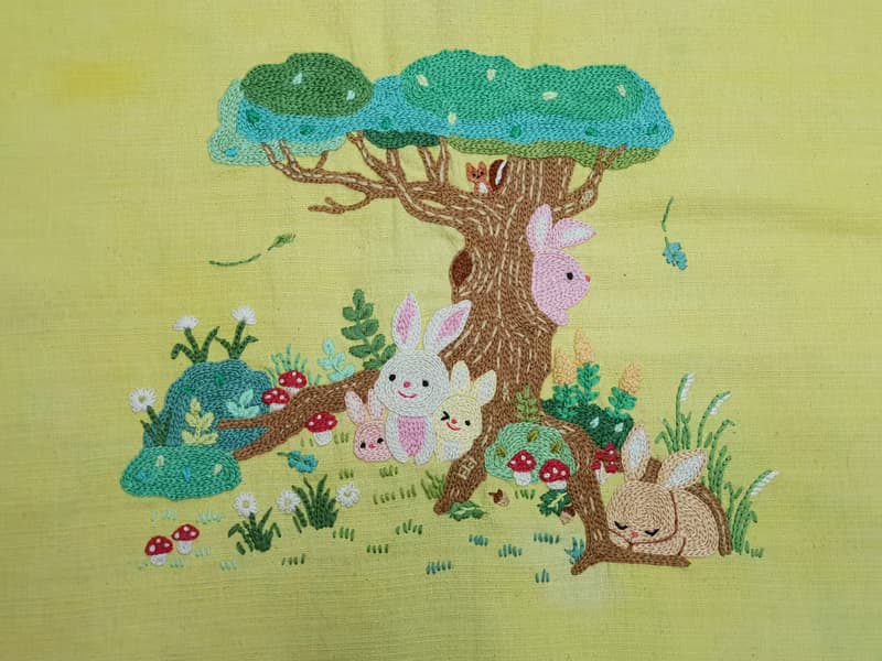可愛手工刺繡開衫-棉、兔家
