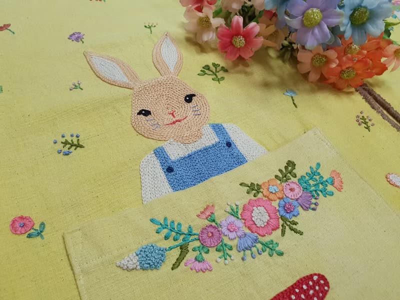 可愛手工刺繡開衫-棉、兔家