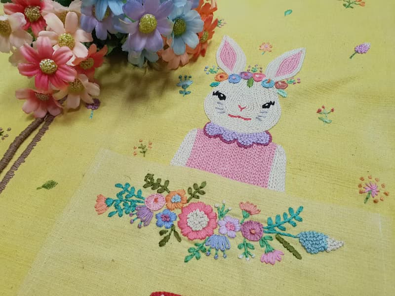 可愛手工刺繡開衫-棉、兔家