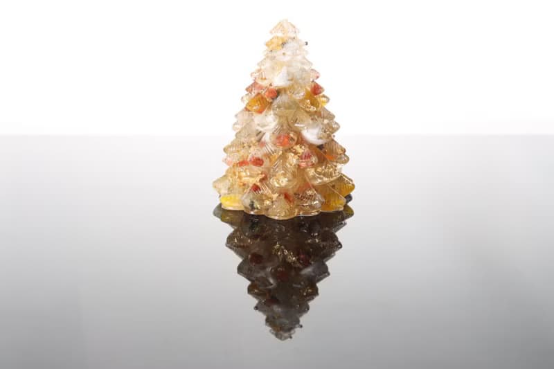 【情人節禮物】招財金黃色金箔水晶聖誕樹-大奧剛能量樹/療癒黃水