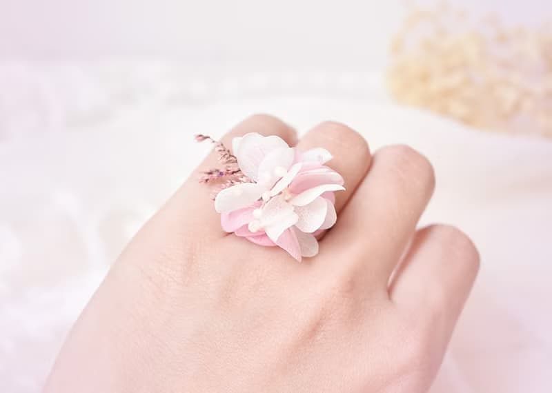 玫瑰千日紅戒指  乾燥花 伴娘 婚禮 情人節 手飾 婚禮 婚禮小物教