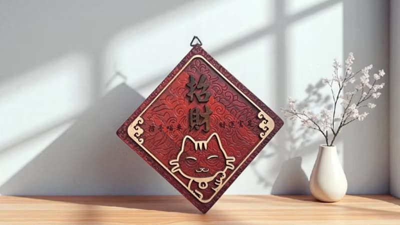 招財 - 貓咪雕花掛飾 // 安心出貨