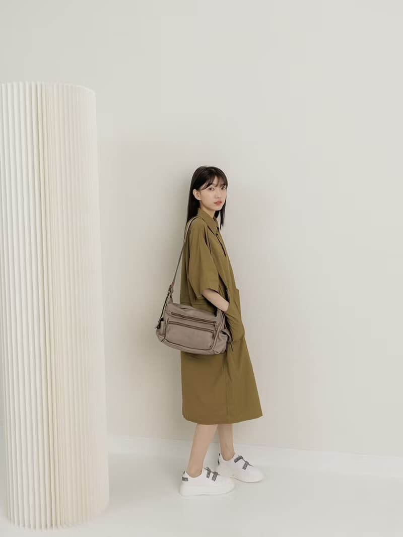 supportingrole 真皮擁抱優雅多口袋分層功能性 灰褐色