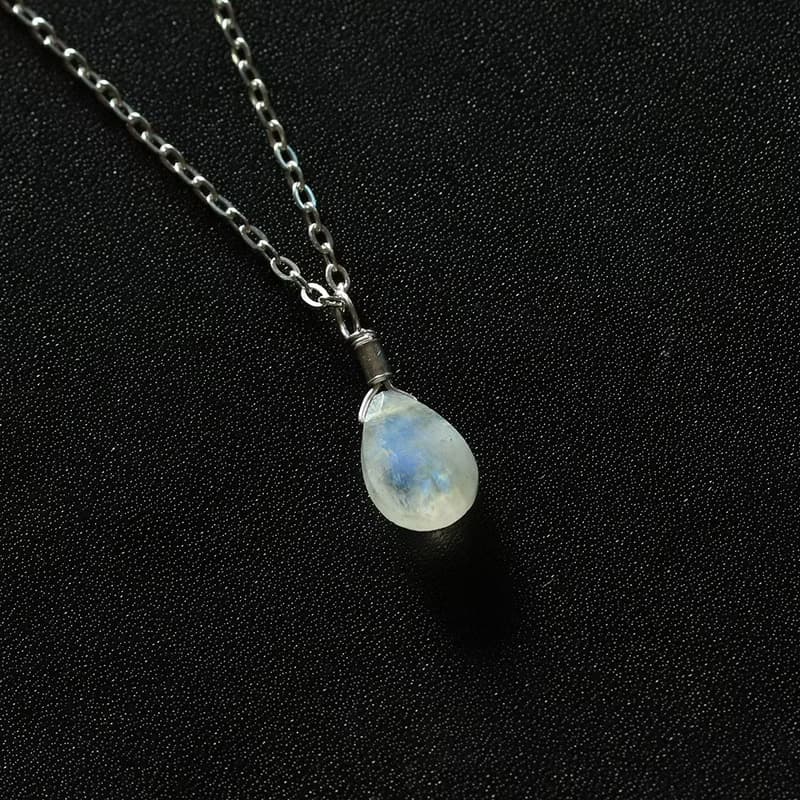 Rainbow Moonstone Moonlight Silver Earring Necklace Set