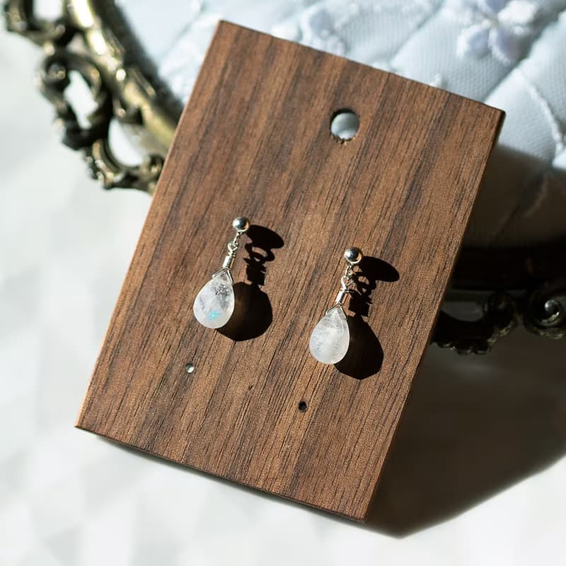 Rainbow Moonstone Moonlight Silver Earring Necklace Set
