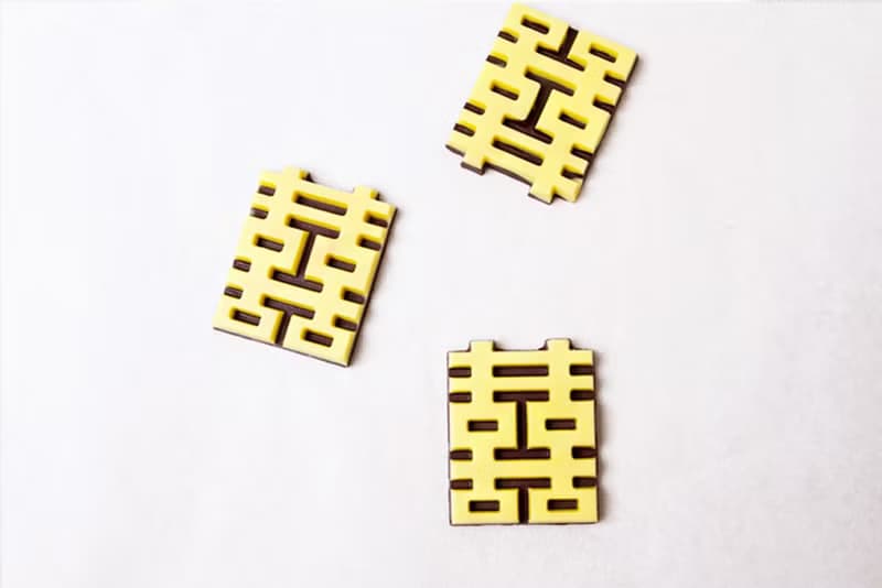 (櫻花磨紗袋裝)囍字巧克力(雙色.檸檬黃) 手工禮物 感謝禮 伴娘禮