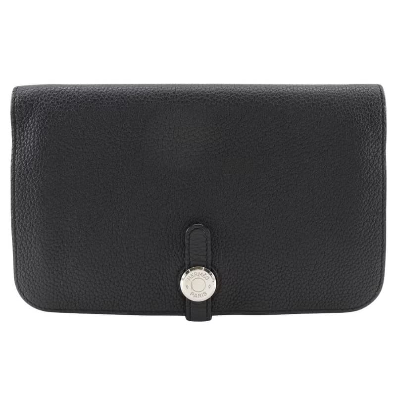 【日本直送】エルメス HERMES ドゴンGM 長財布 トゴ 黒  ユニセックス【中古】