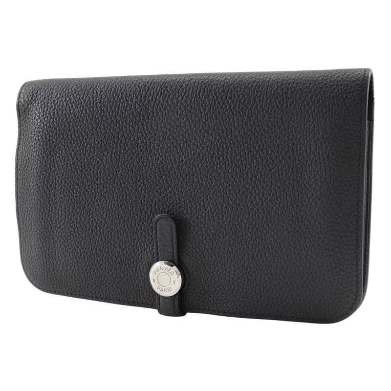 【日本直送】エルメス HERMES ドゴンGM 長財布 トゴ 黒  ユニセックス【中古】