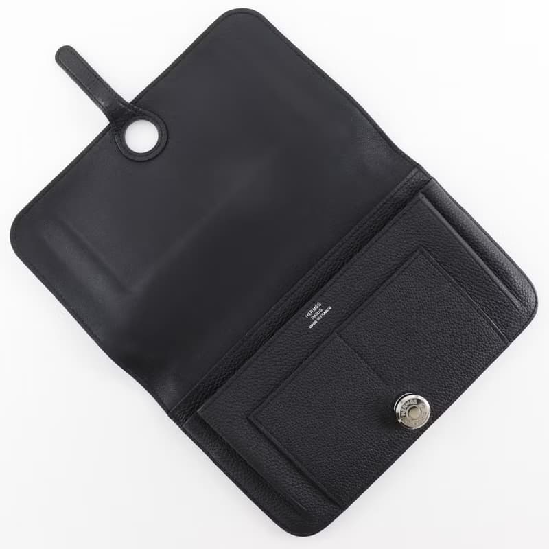 【日本直送】エルメス HERMES ドゴンGM 長財布 トゴ 黒  ユニセックス【中古】