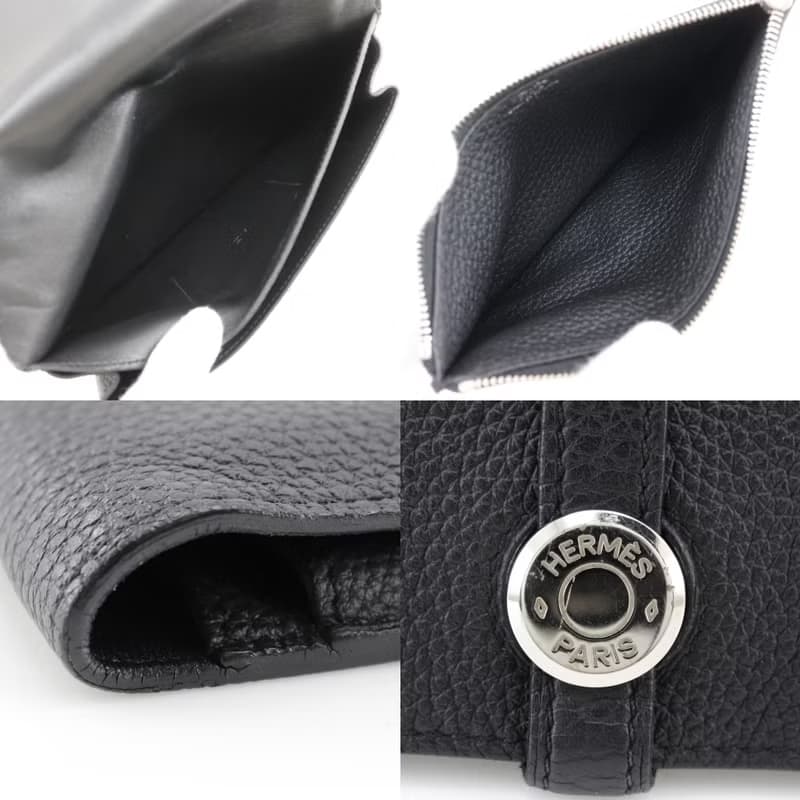 【日本直送】エルメス HERMES ドゴンGM 長財布 トゴ 黒  ユニセックス【中古】