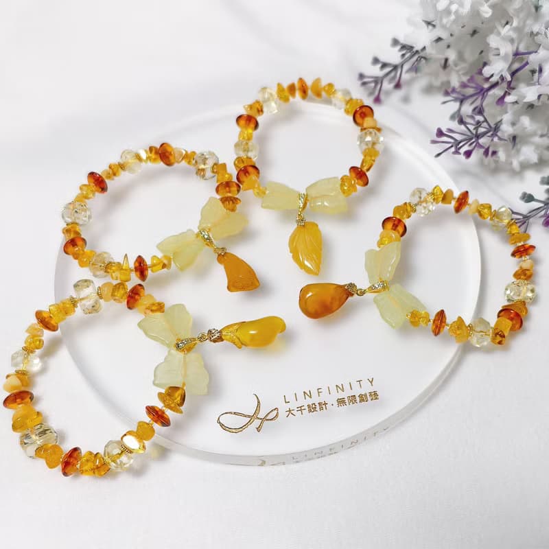 財石大集合 頂級 琥珀蜜蠟 黃水晶 黃岫玉 招財 手鍊 單品 禮物