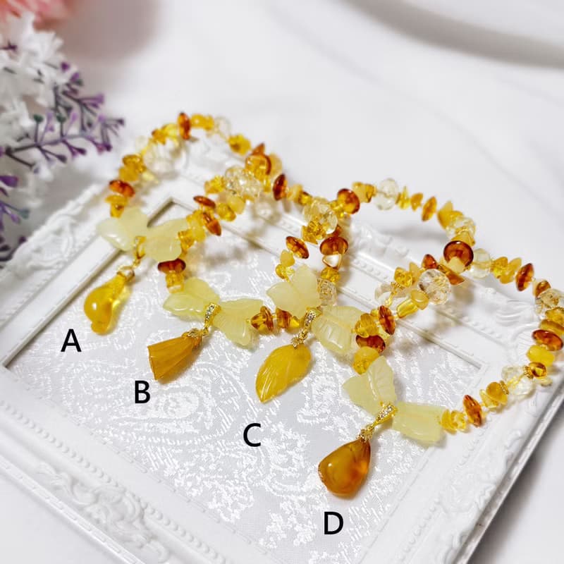 財石大集合 頂級 琥珀蜜蠟 黃水晶 黃岫玉 招財 手鍊 單品 禮物