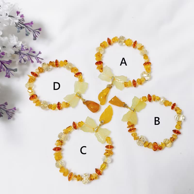 財石大集合 頂級 琥珀蜜蠟 黃水晶 黃岫玉 招財 手鍊 單品 禮物