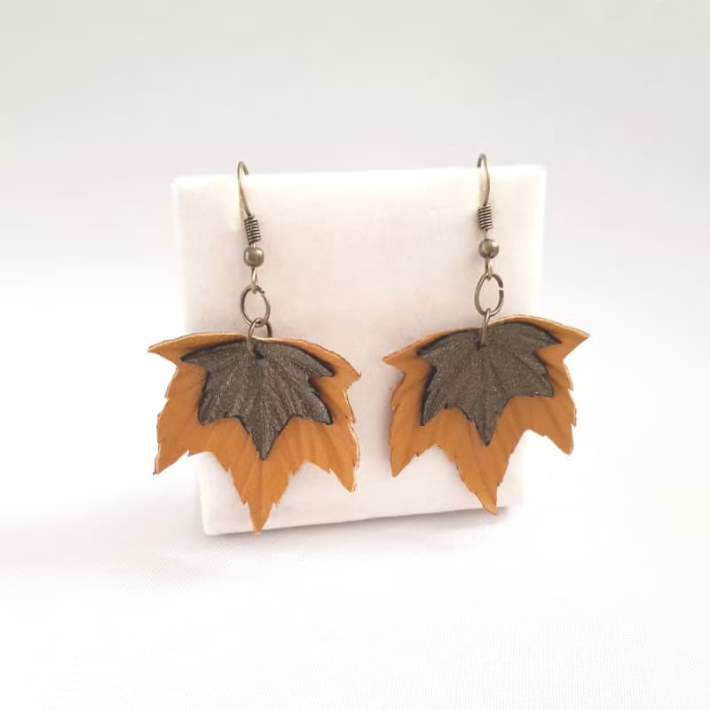耳環 bronze color leather earrings for her Leather women's jewelry