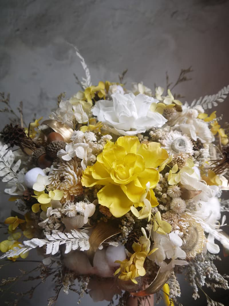 幸福暖陽.乾燥花.不凋花.永生花.新娘婚禮.情人節.捧花.