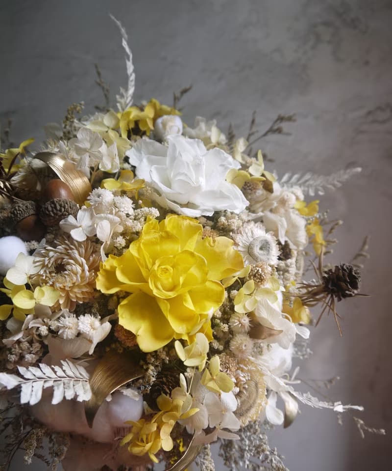 幸福暖陽.乾燥花.不凋花.永生花.新娘婚禮.情人節.捧花.